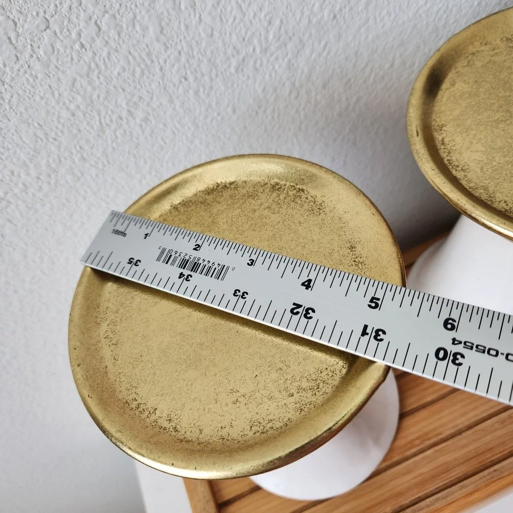 Christmas 2016‎ Hobby Lobby Gold White Pedestal Pillar Candle Holders Set Of 2